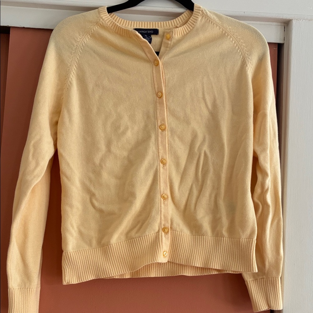 Lands' End Women's butter Yellow Cardigan